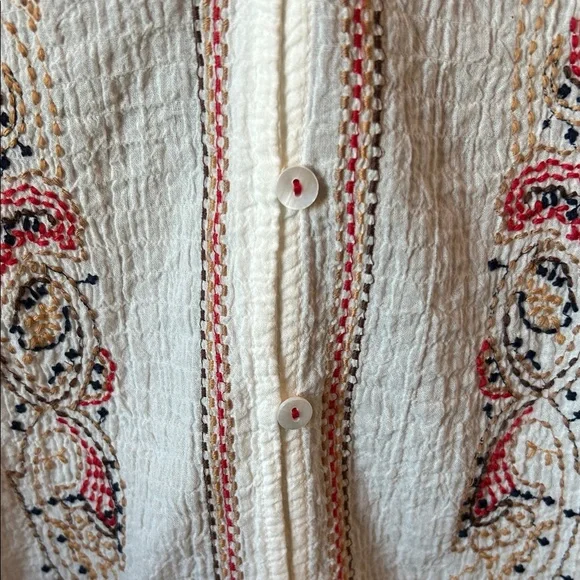 Bohemian Embroidered Button-Down Blouse - Picture 6 of 9